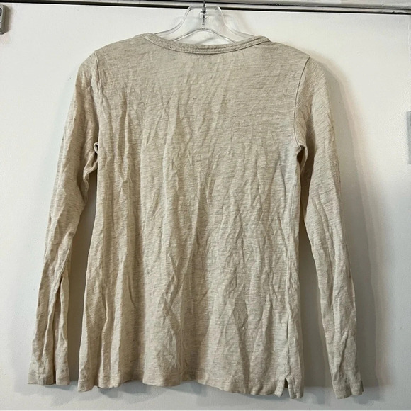 Country Road Linen Blend Long Sleeve Tee T-Shirt Cream XXS Minimalist Capsule - Picture 7 of 8
